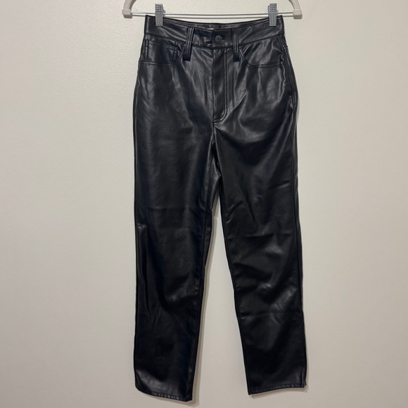 Madewell The Perfect Vintage Straight Jean Size 24 Black Faux Leather NWOT - Picture 2 of 9